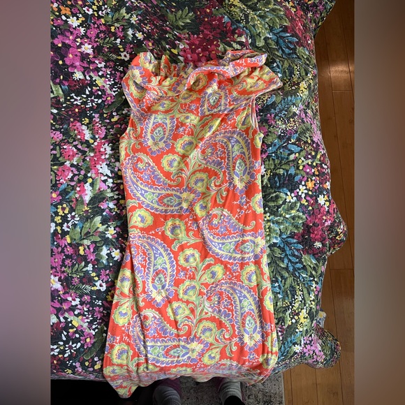 Lauren Ralph Lauren Dresses & Skirts - Lauren by Ralph Lauren Women’s Orange Paisley Print Cowl Neck Sleeveless Dress S
